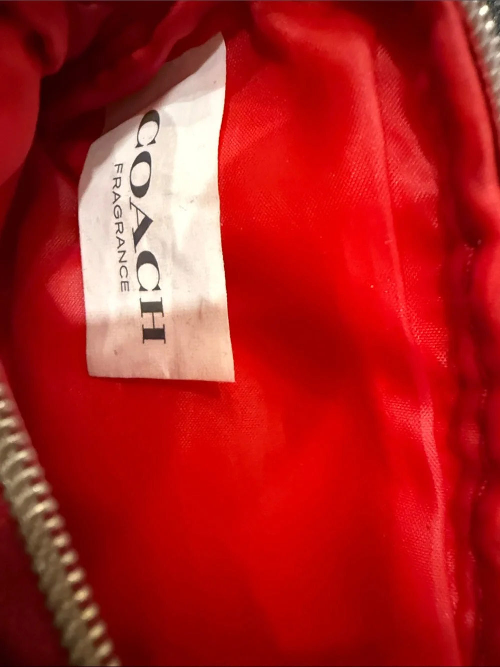 Coach Red Zip Card & Key Pouch with Gold Logo